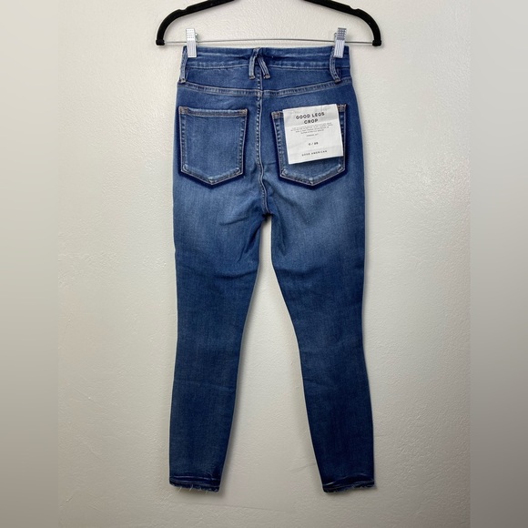 Good American Denim Jeans Good Leg Crop Distressed Skinny Jeans Blue Size 25 NWT - Picture 4 of 16